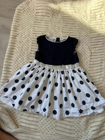 Robe fille bleu marine et blanche 3 ans