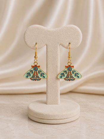 Boucles d'oreilles Papillon Émail Vert & Or 🦋