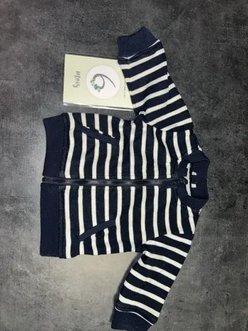 Gilet rayé bleu et blanc