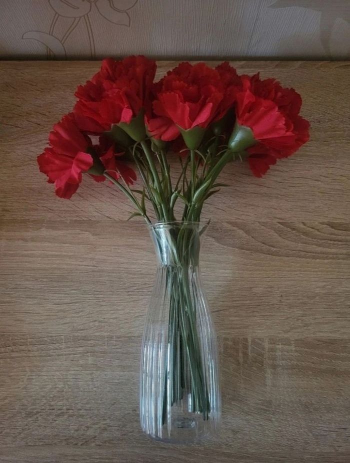 Bouquet oeillets rouges artificiels - photo numéro 4