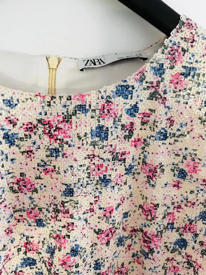 Haut top Zara à sequins liberty taille L - photo numéro 2