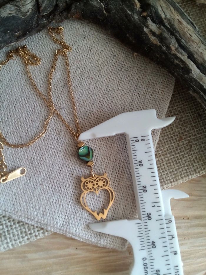 Collier pendentif hibou et ormeaux - photo numéro 2