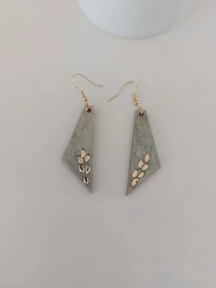 Boucles d'oreilles bois doré - photo numéro 3