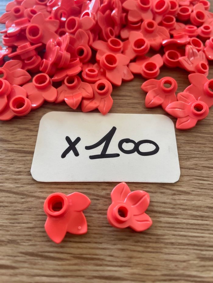 Lot de 100 feuilles plate LEGO corail réf 32607 - photo numéro 2