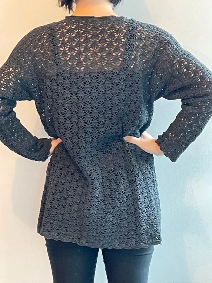 Pull long Tunique semi transparent en maille - photo numéro 2