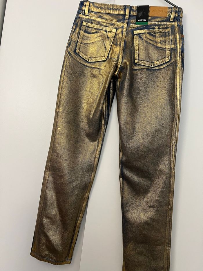 Jean droit doré et bleu Monki - photo numéro 4