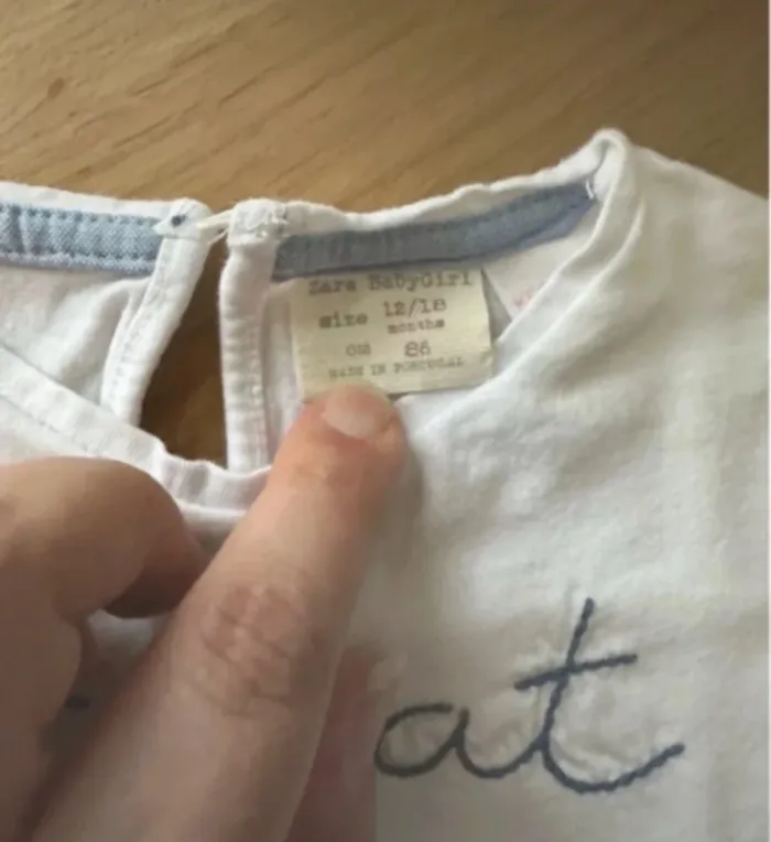 T-shirt blanc Zara fille 12 / 18 mois - photo numéro 2