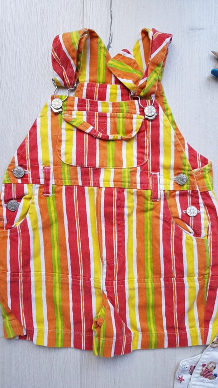Lot de 2 salopettes estivales style vintage garçon 3mois - photo numéro 2