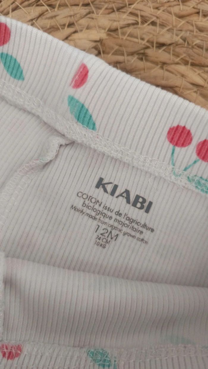 Legging côtelé Kiabi 12 mois blanc et cerise - photo numéro 4
