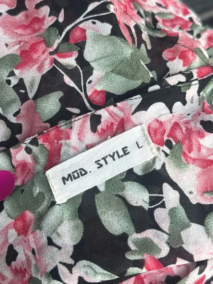 Robe longue manches courtes légère été décolleté fleuri colorée L/40 - photo numéro 6