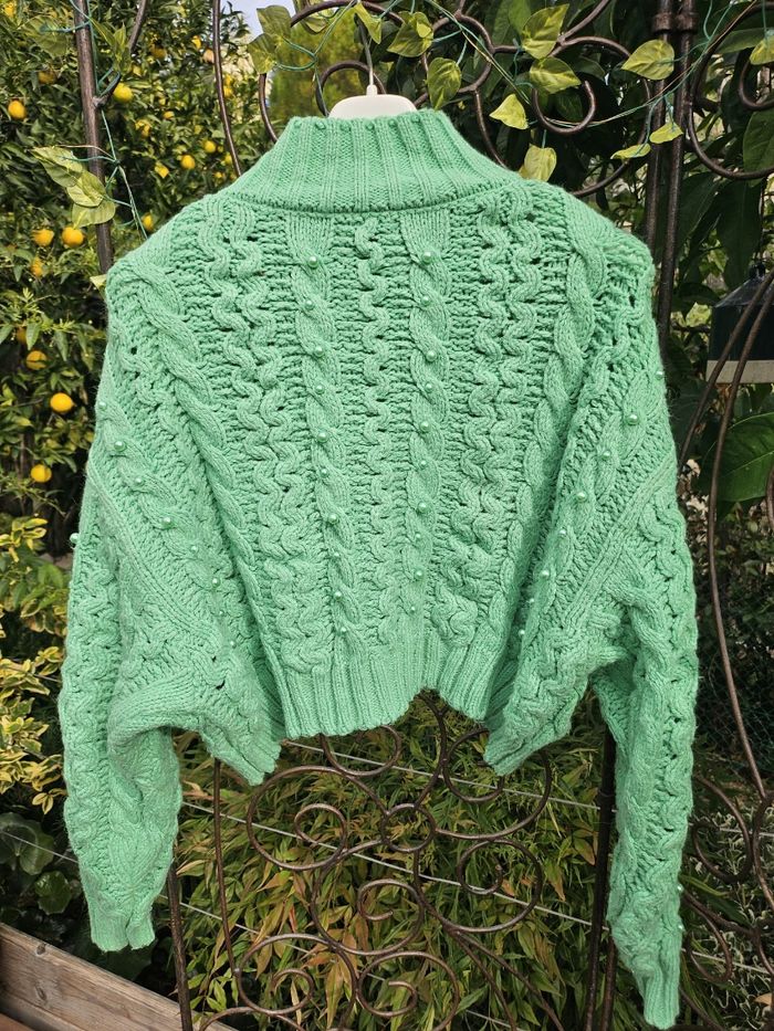 Pull Zara vert perles - photo numéro 3