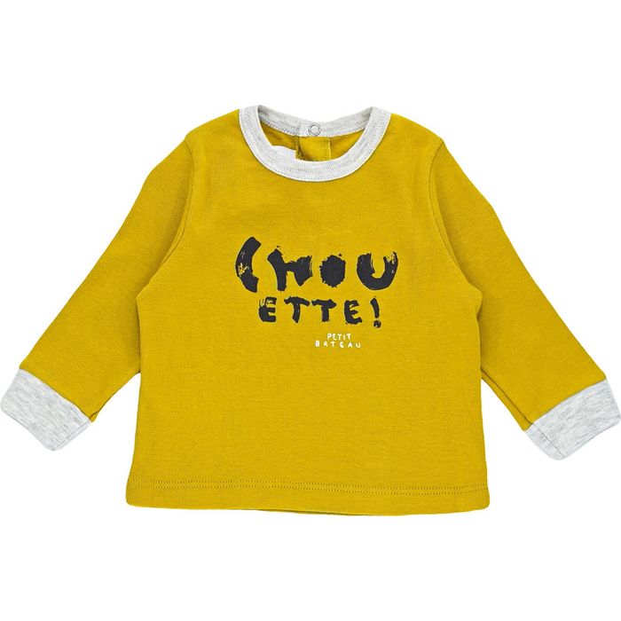 T-Shirt à manches longues 3 mois en coton Petit Bateau
