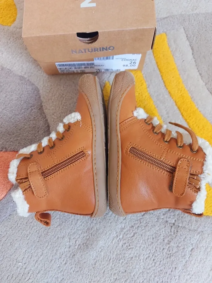 Bottines Naturino Bebay ZIP cognac écru 26 - photo numéro 5