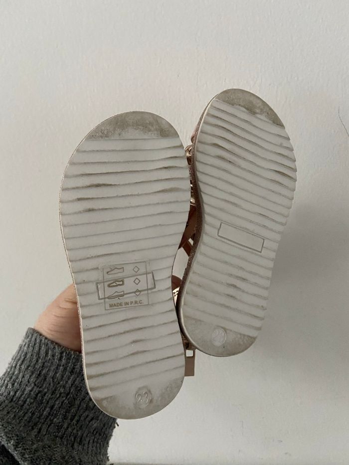 Sandales montantes enfant - Style gladiateur - Or rose / Paillettes - Pointure 23 - photo numéro 4