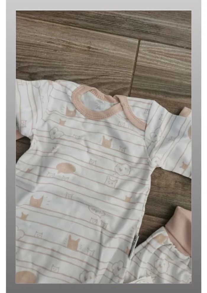 Ensemble 3 pièces body, pantalon et bonnet beige rosé Baby sweets Taille 74 - photo numéro 3