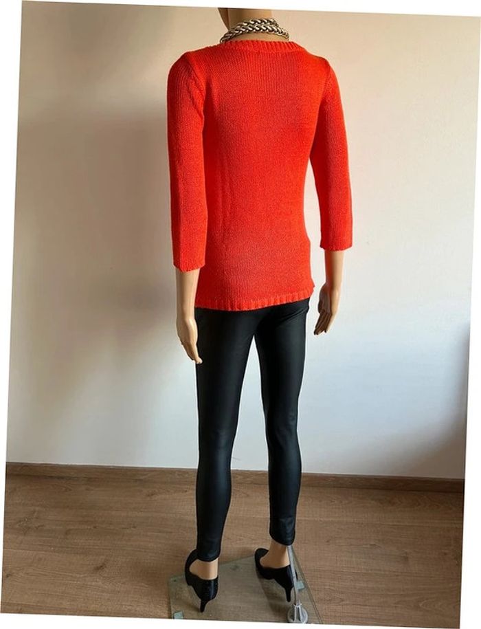 Pull orange avec dentelle et manches 3/4 Bréal taille 36 bon état (petit défaut) - photo numéro 10