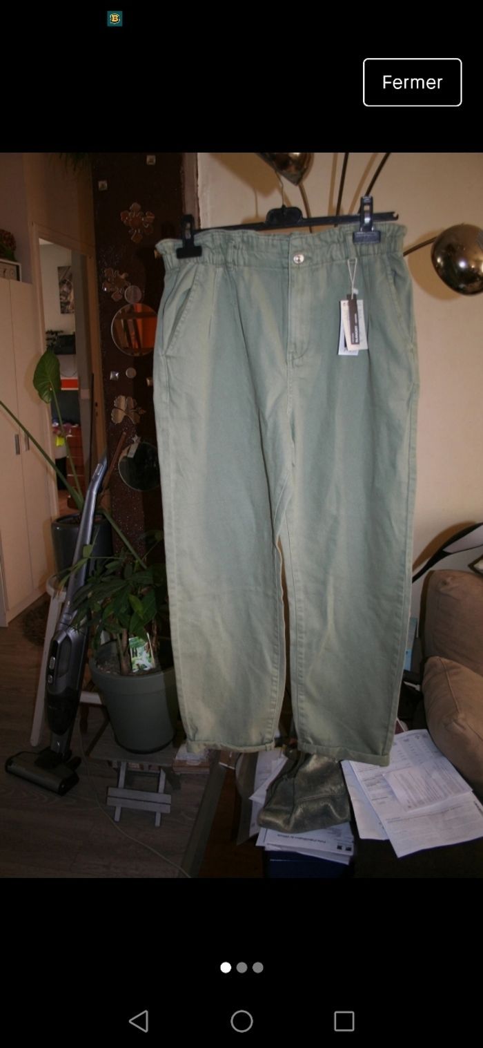 🌸Jean vertdeau coupe baggy Taille haute   "Mango"Tendance2023 Neuf 🌸