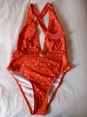Maillot 1 pièce Chelsea Peers orange étoiles NEUF T. S avec étiquette
