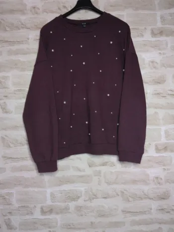 Pull bordeaux perlé – Taille L