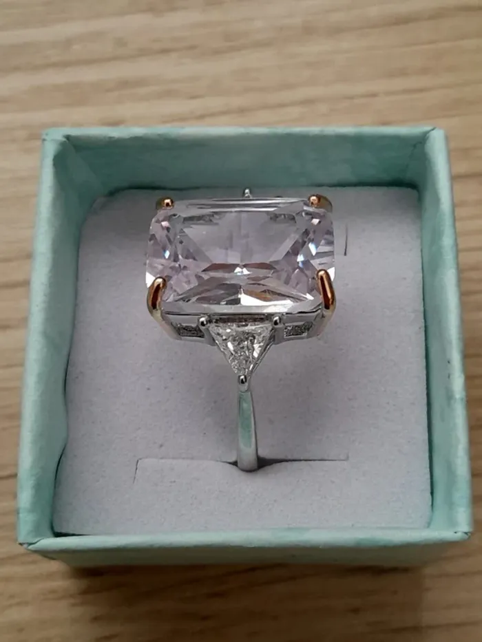 Bague avec grande pierre rectangulaire,couleur Transparente, style Bohème, taille 60 - photo numéro 3