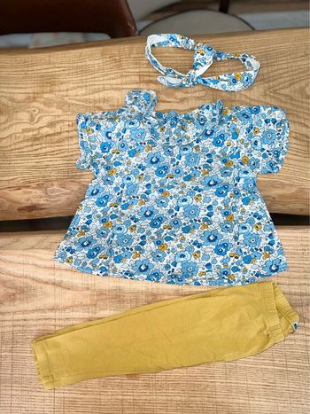 Ensemble été  2 ans 23 24 mois legging col Claudine bandeau Liberty jacadi  gemo