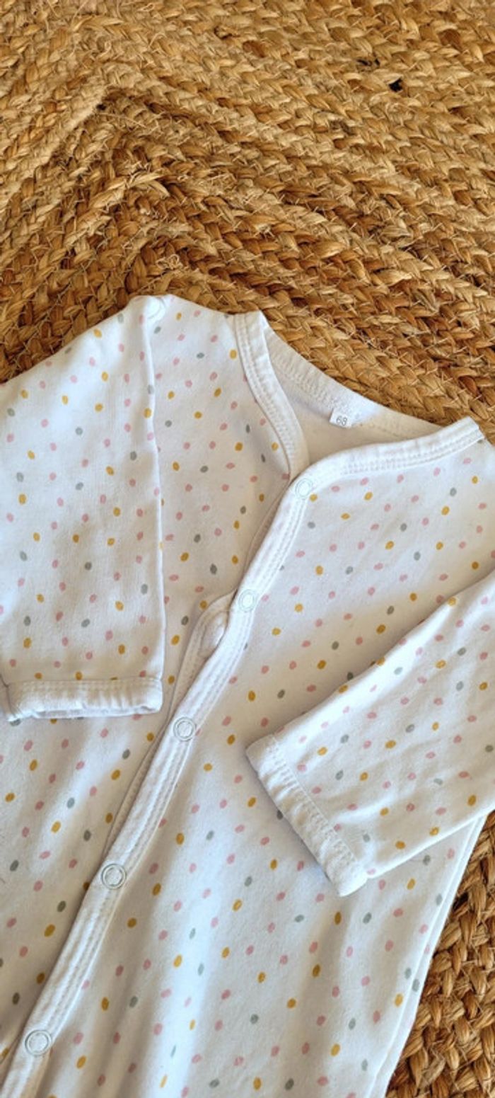 Jolie combinaison Body Grenouillère blanche à pois colorés 6mois - photo numéro 2