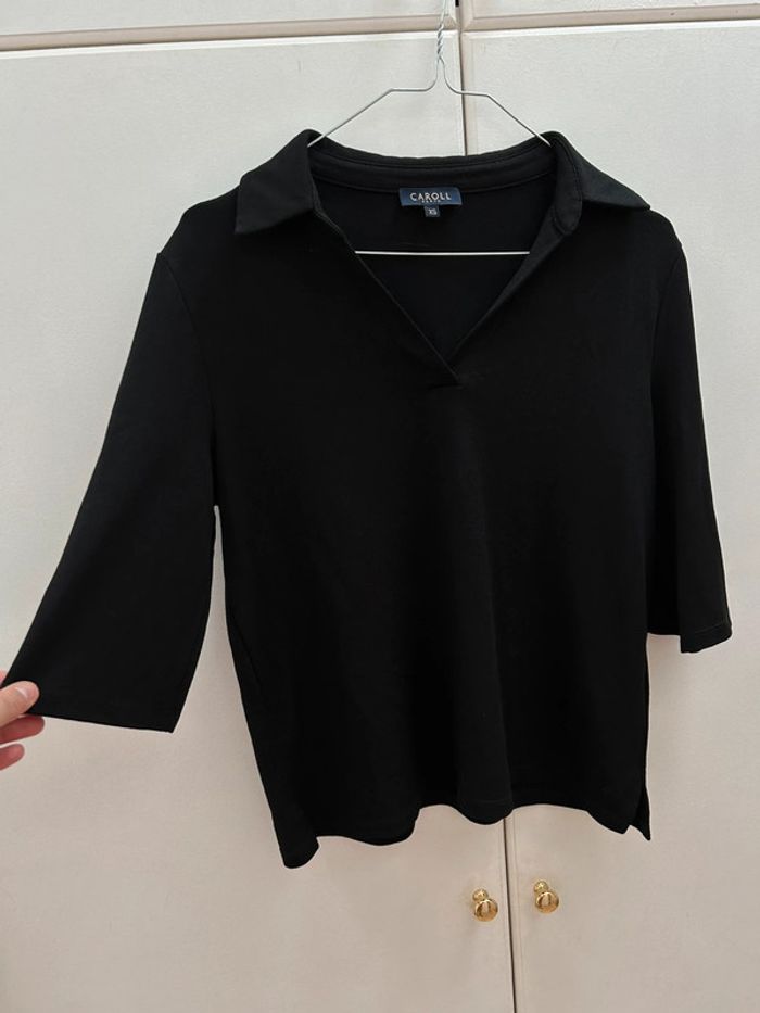 Blouse t-shirt Elisa viscose Carol noir - manches 3/4 taille xs - photo numéro 2