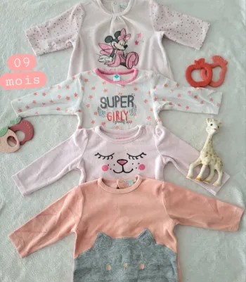 4 hauts de pyjamas velour 09mois