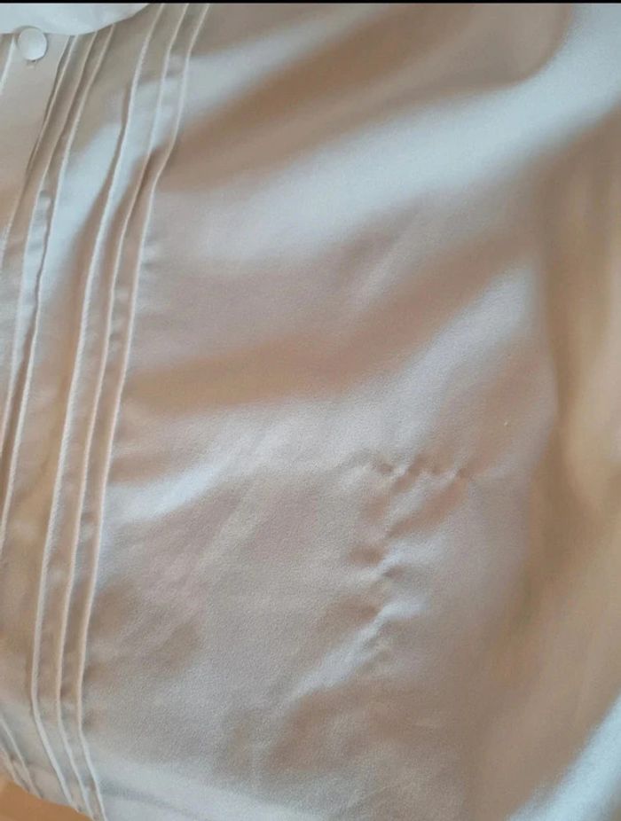 Chemisier blanc col brodé et plis - photo numéro 7