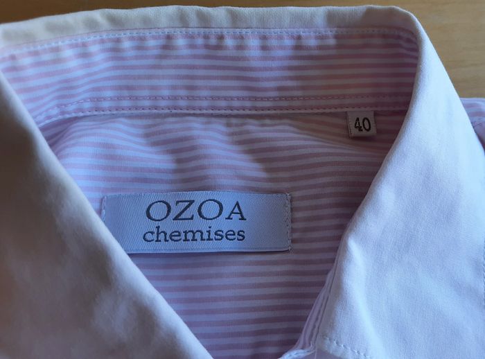 Chemise rayée rose et blanc, femme, OZOA, taille 40 - photo numéro 3