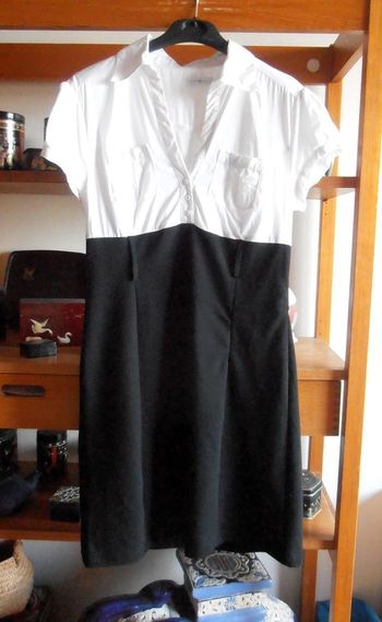 Robe mi-longue, Cache Cache, taille L 40, noire et blanche