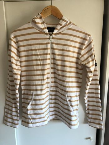 Veste marinière taille S ocre et blanc 