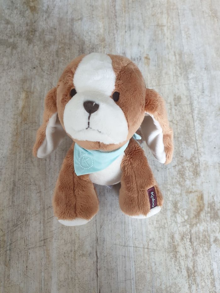 Doudou kaloo chien marron peluche