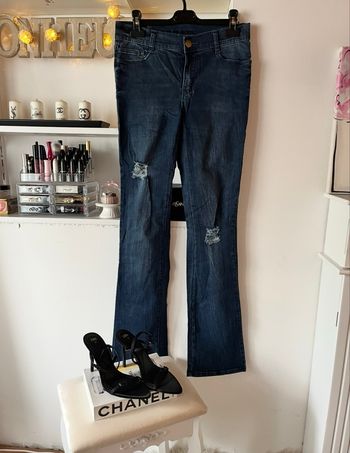 Jean droit avec empiècement effet used destroy stone washed T38 Naf Naf TBE 👖