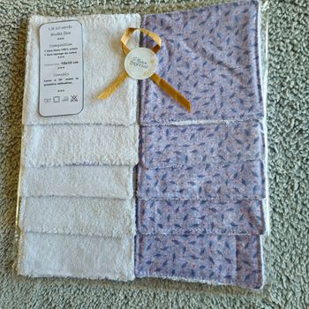 Lot 10 lingettes lavables 12x12 cm 