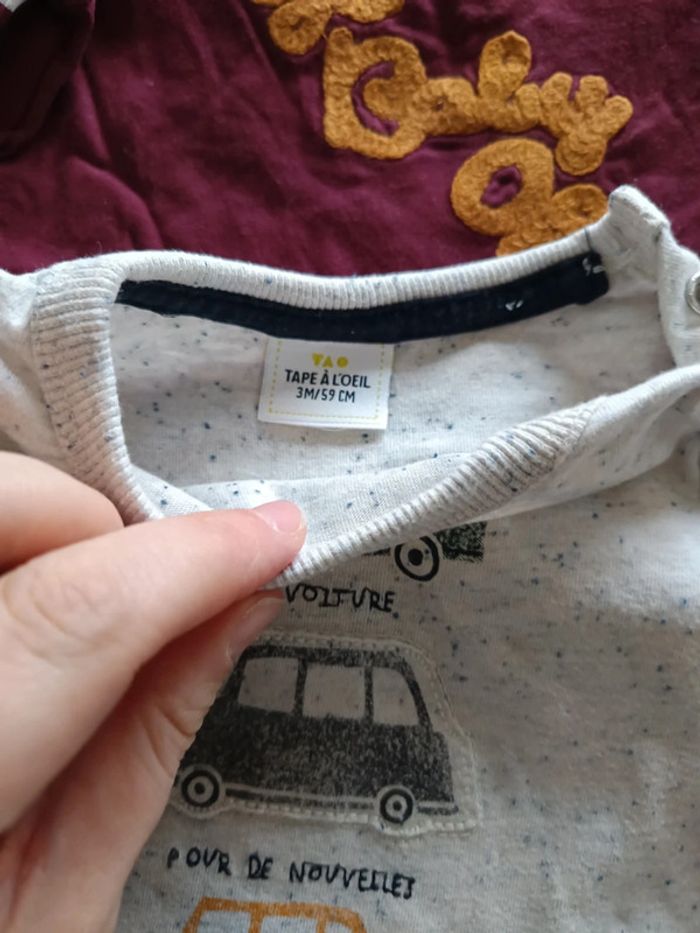 Lot tee shirt manches longues 3mois tape à l'oeil - photo numéro 2