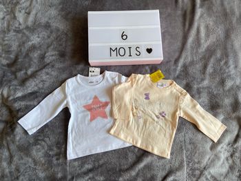 Lot tshirts neufs bébé fille 6 mois