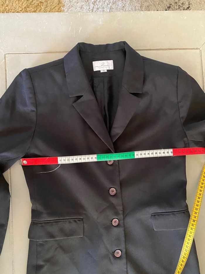 Veste blazer long 3/4 noir camaïeu taille 38 - photo numéro 10