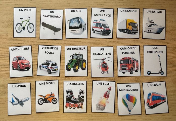 18 cartes de nomenclature sur les transports