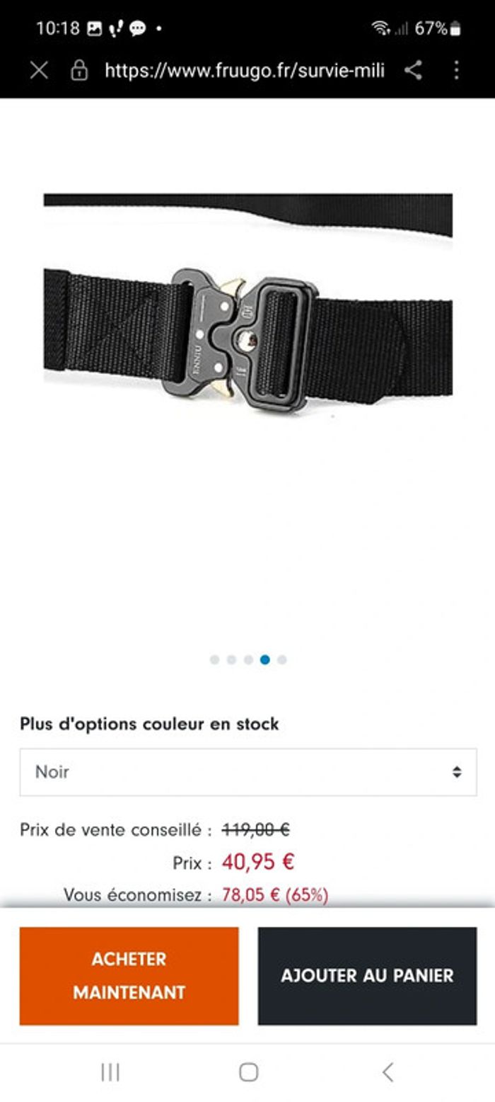 Ceinture tactile avec Boucle Clip Metal Noir - photo numéro 2