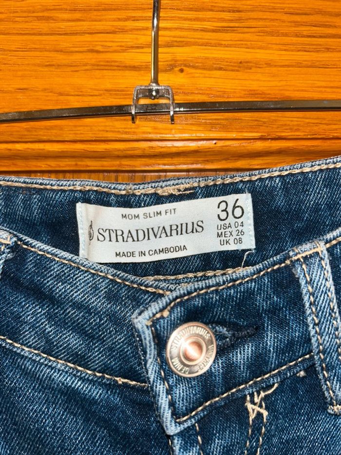 Jean mom slim fit taille haute bleu - photo numéro 2