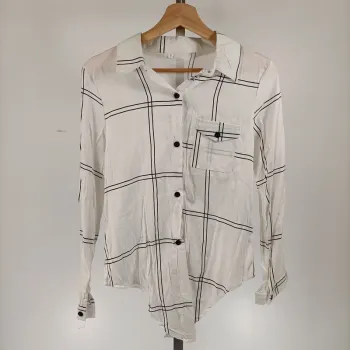 Chemise blanche à carreaux noirs - Taille S - A044
