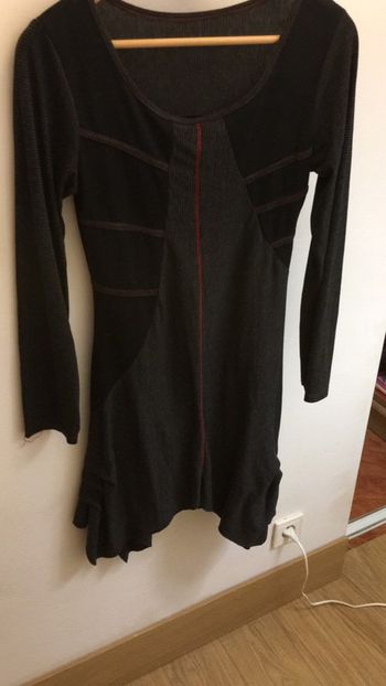 Robe style desigual / robe asymétrique / robe originale grise et rouge à rayure