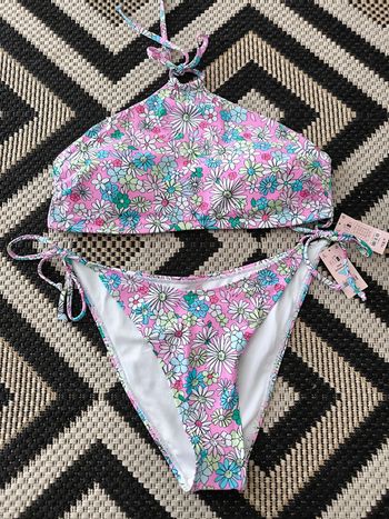 Maillot de bain fleuri rose Taille L 40 – Neuf avec étiquette