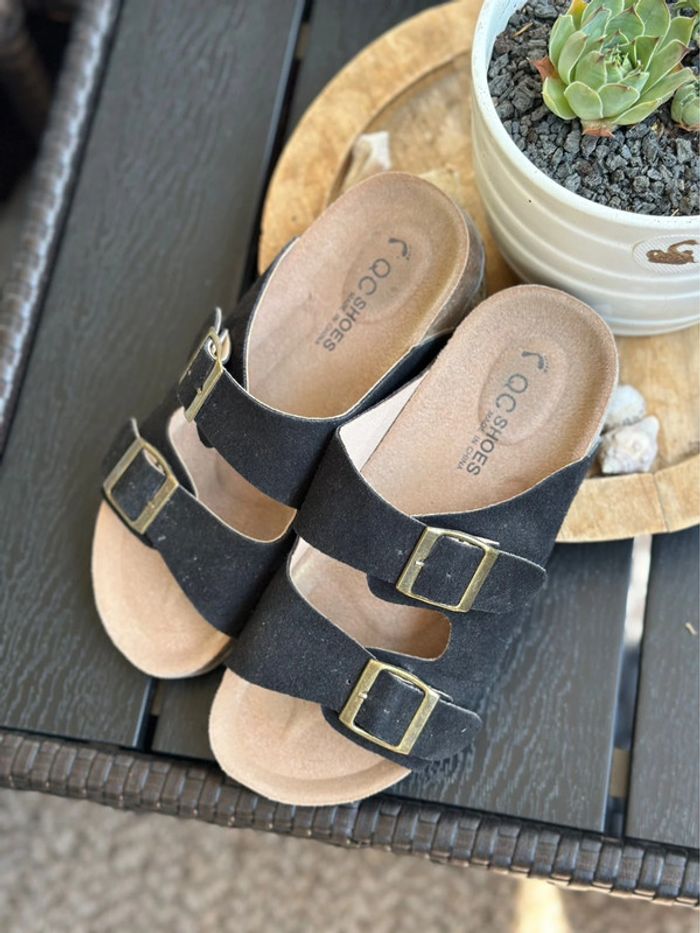 Sandales mule suédine noire taille 36 - photo numéro 3