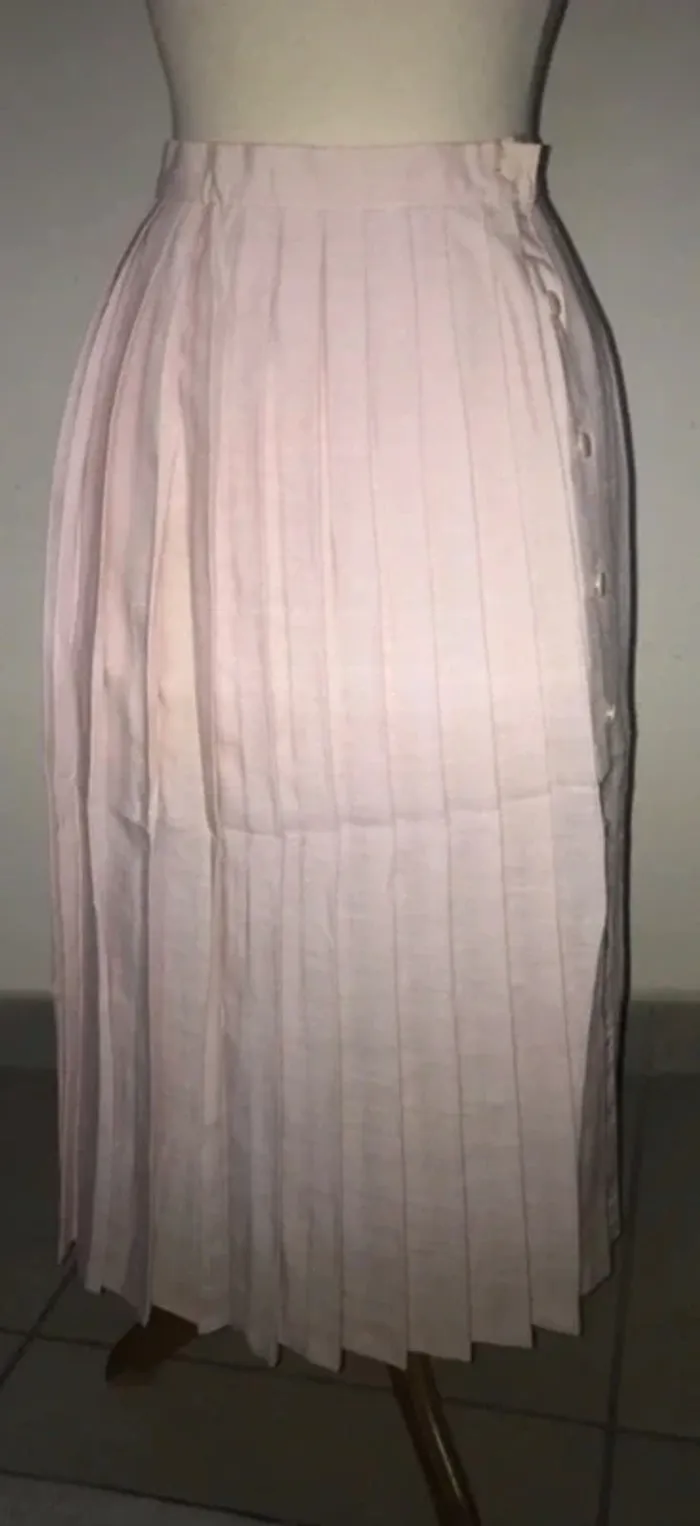 jupe longue plissée couleur rose pâle taille m - photo numéro 2