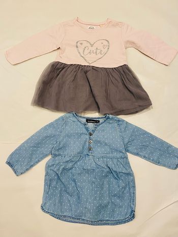 2 robes manches longues 12 mois