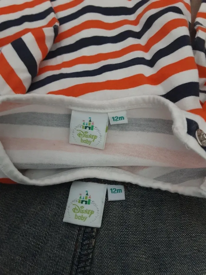 Ensemble salopette jean Mickey - Taille 12 mois - photo numéro 5