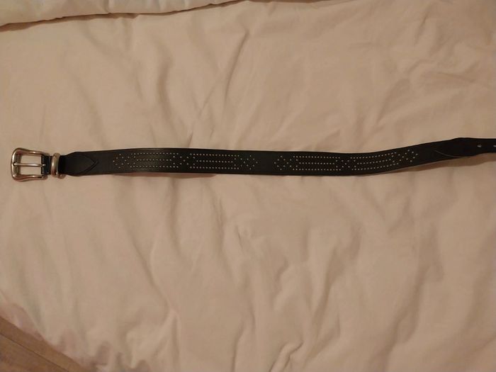 Ceinture enfant noir avec clou croûte de cuir - photo numéro 2