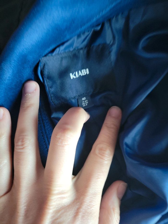 Veste neuve bleu marine toucher velours avec ceinture taille M - photo numéro 9